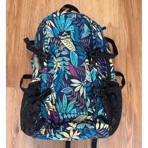 Venture Pal Tropical Leaf Hiking Backpack with Waterproof Wet Pocket Blue Multi